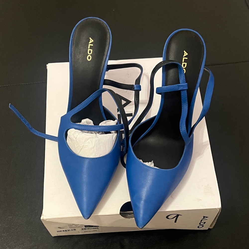 Aldo Vibrant Blue Pointed Slingback Heels